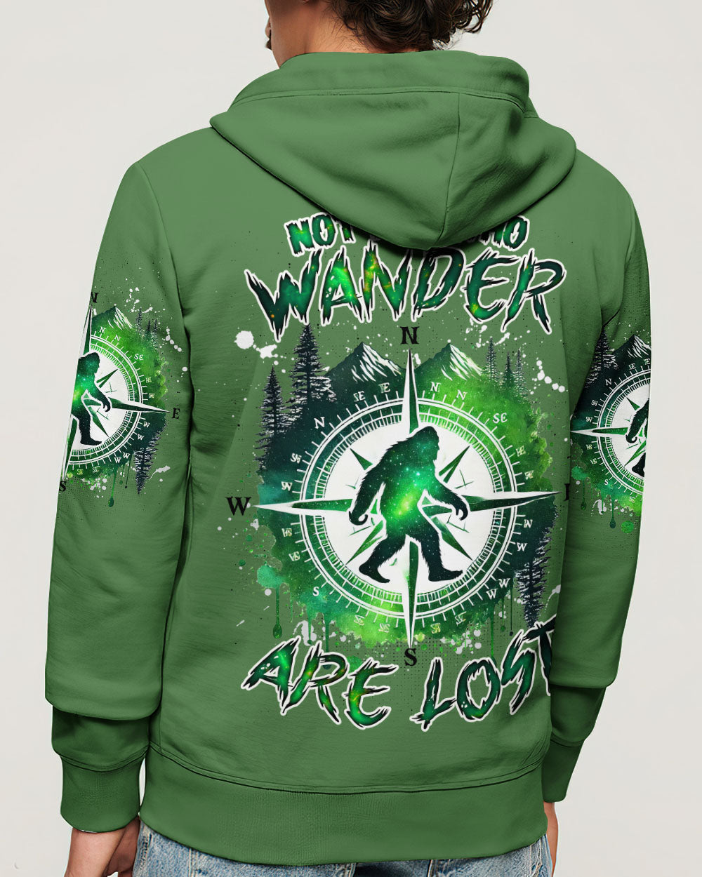 BLISSCORNERS (HOT DEAL) NOT ALL WHO WANDER ARE LOST BIGFOOT COMPASS  ALL OVER PRINT
