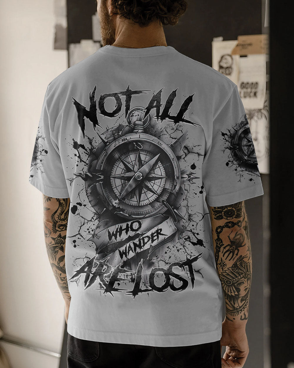 BLISSCORNERS NOT ALL WHO WANDER ARE LOST COMPASS ALL OVER PRINT