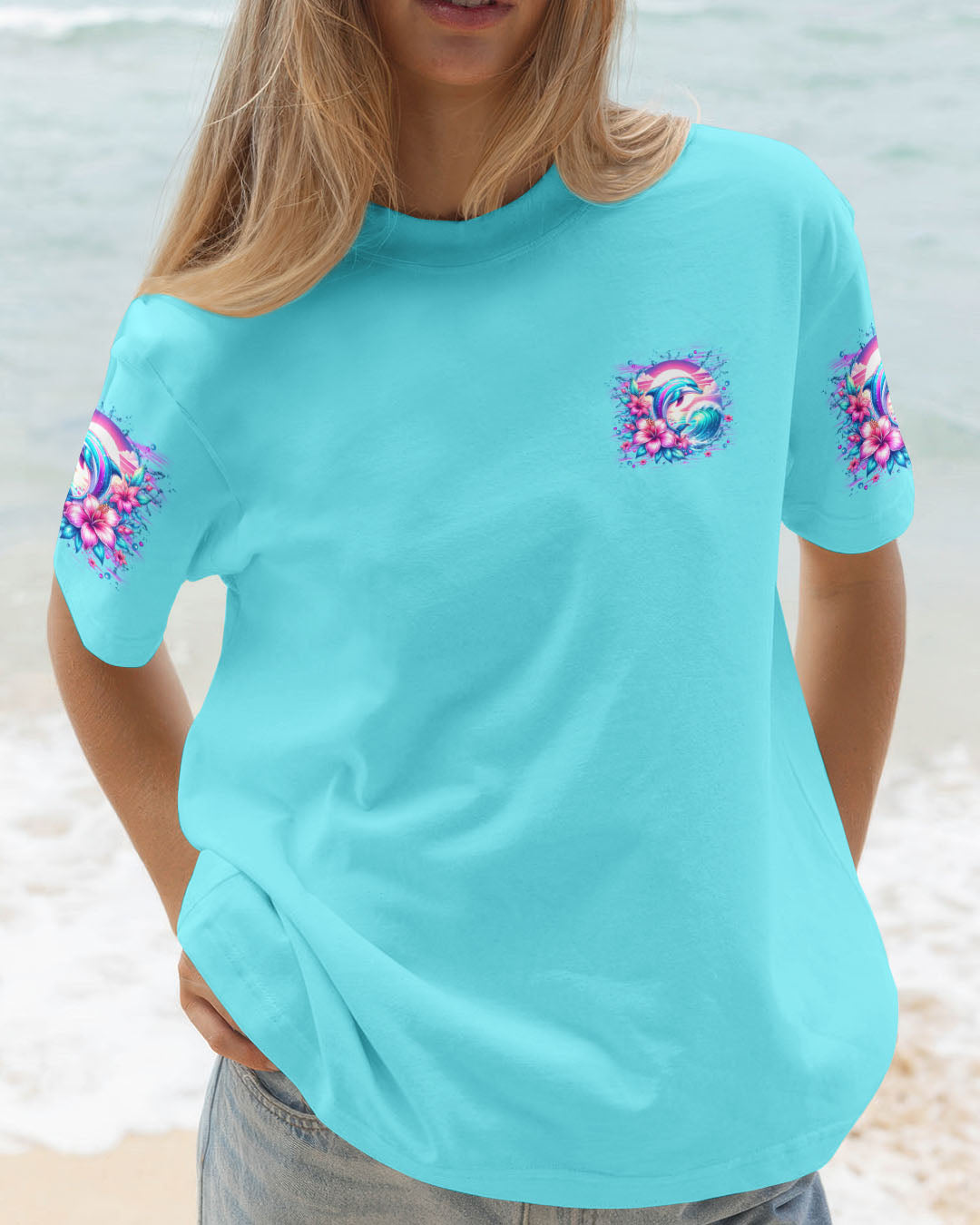 BLISSCORNERS MAKING A SPLASH ONE WAVE AT A TIME DOLPHIN ALL OVER PRINT