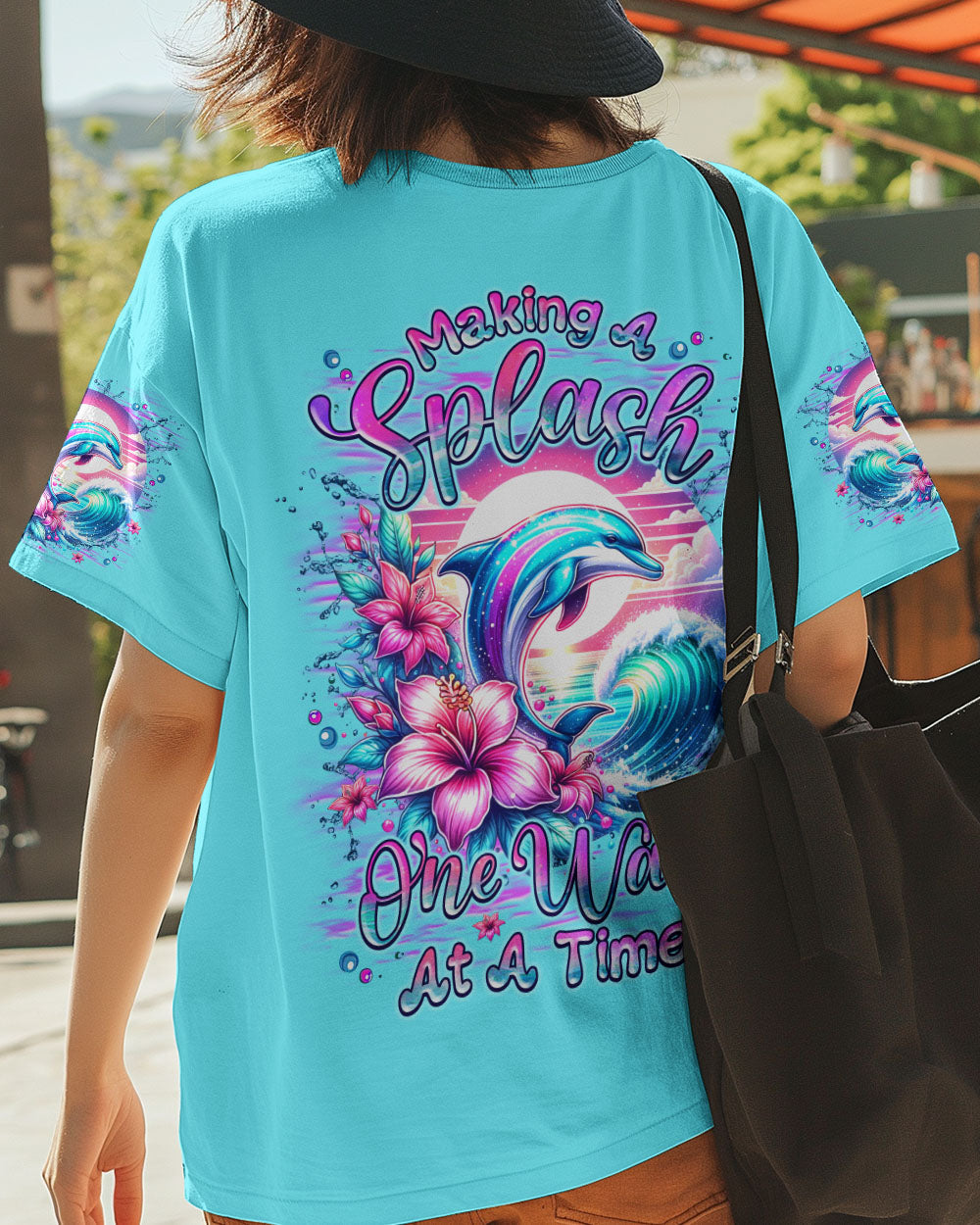 BLISSCORNERS MAKING A SPLASH ONE WAVE AT A TIME DOLPHIN ALL OVER PRINT