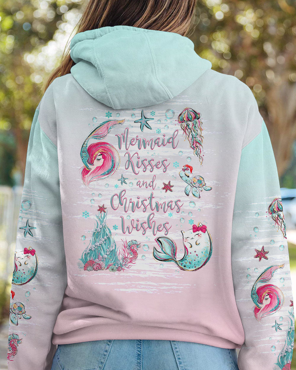BLISSCORNERS MERMAID KISSES AND CHRISTMAS WISHES ALL OVER PRINT