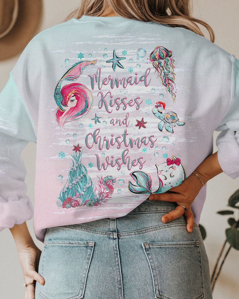 BLISSCORNERS MERMAID KISSES AND CHRISTMAS WISHES ALL OVER PRINT