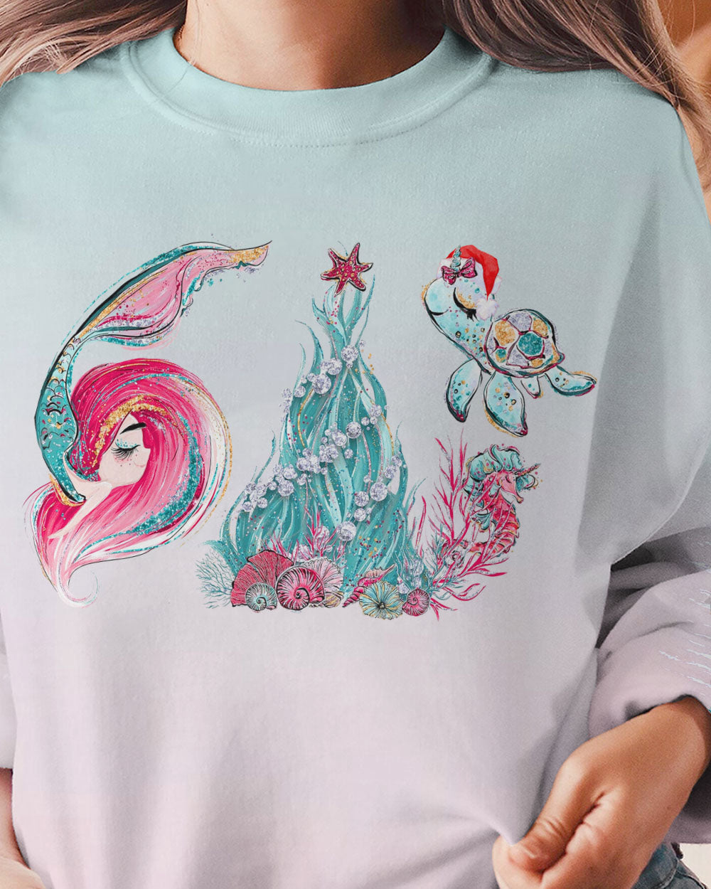 BLISSCORNERS MERMAID KISSES AND CHRISTMAS WISHES ALL OVER PRINT