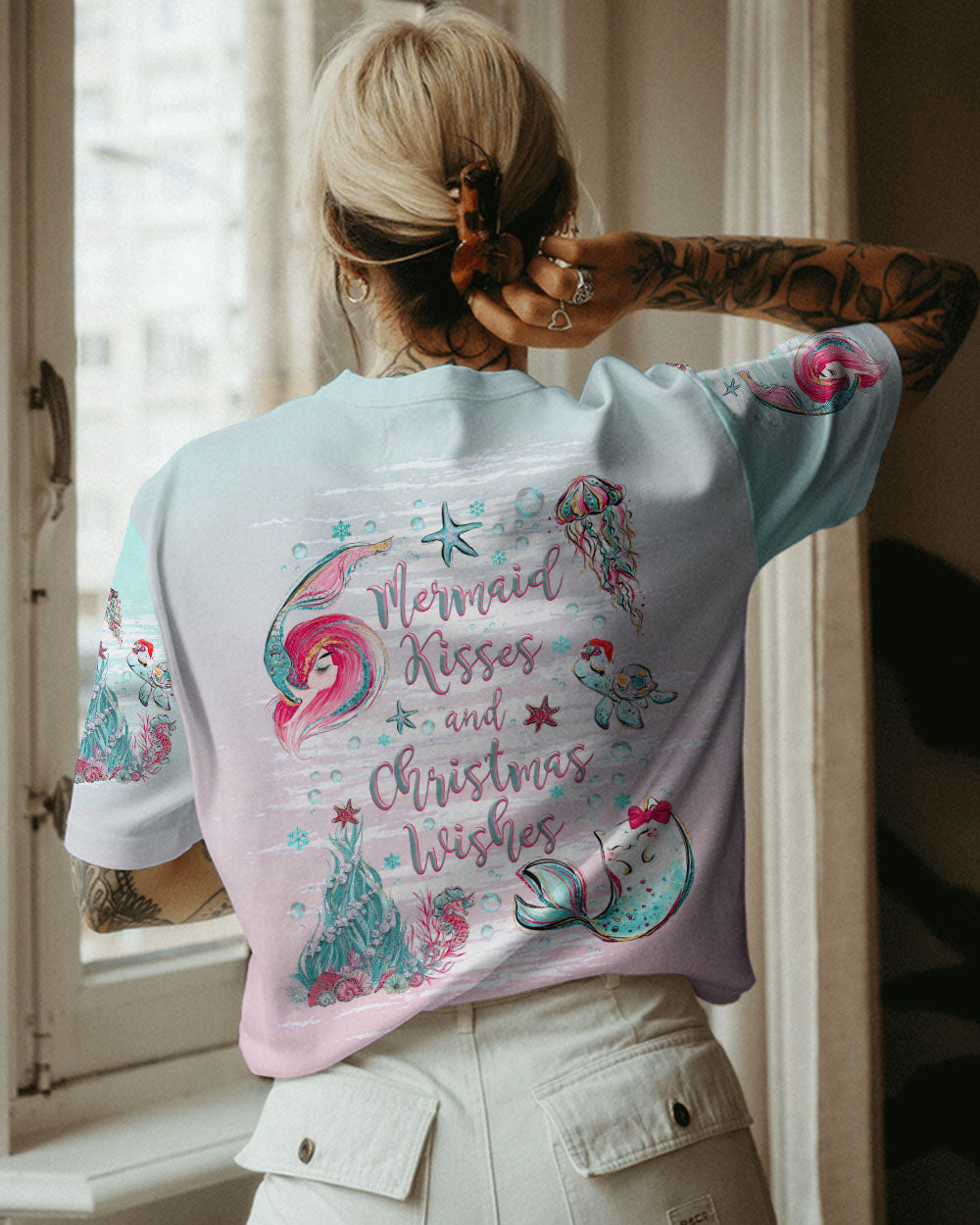 BLISSCORNERS MERMAID KISSES AND CHRISTMAS WISHES ALL OVER PRINT
