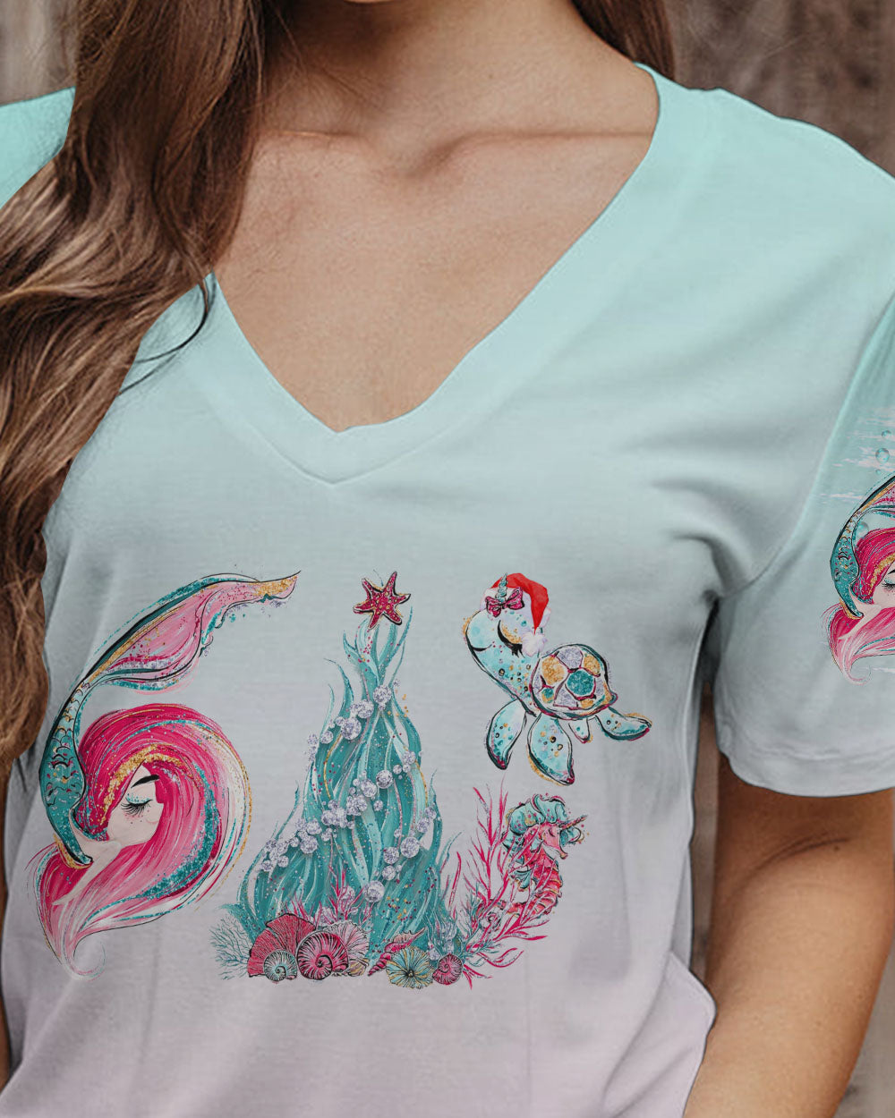 BLISSCORNERS MERMAID KISSES AND CHRISTMAS WISHES ALL OVER PRINT