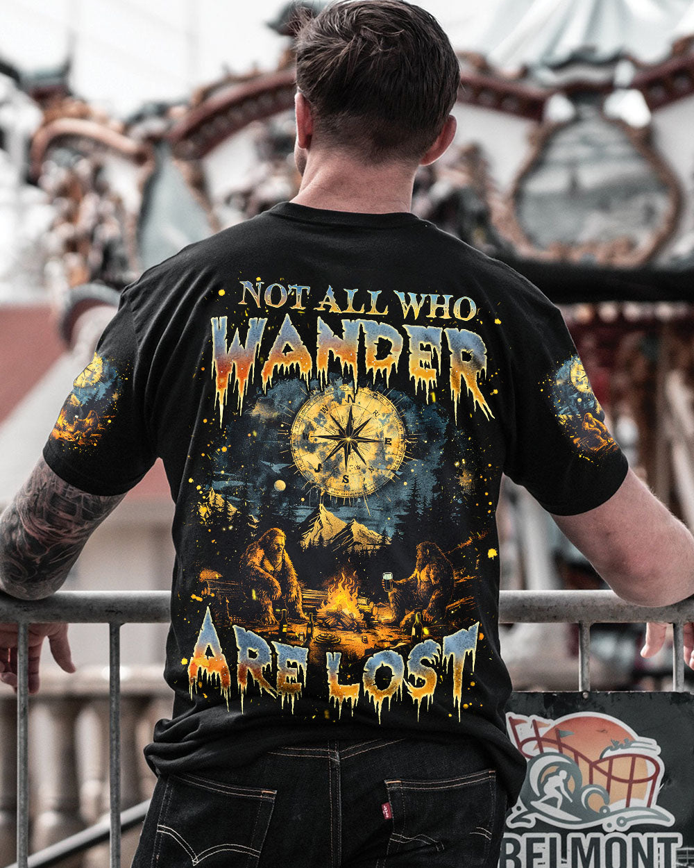 BLISSCORNERS NOT ALL WHO WANDER ARE LOST BIGFOOT ALL OVER PRINT