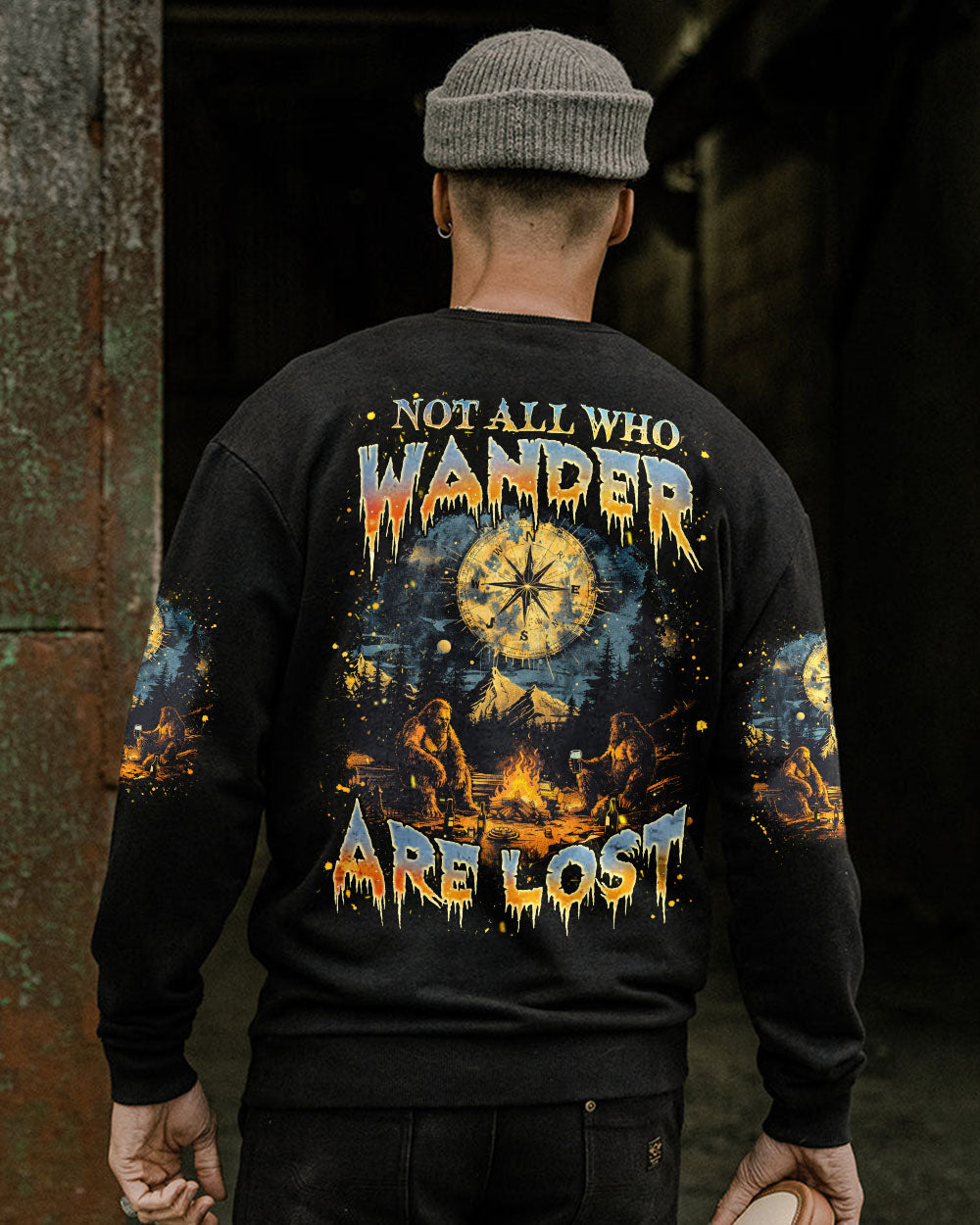 BLISSCORNERS NOT ALL WHO WANDER ARE LOST BIGFOOT ALL OVER PRINT