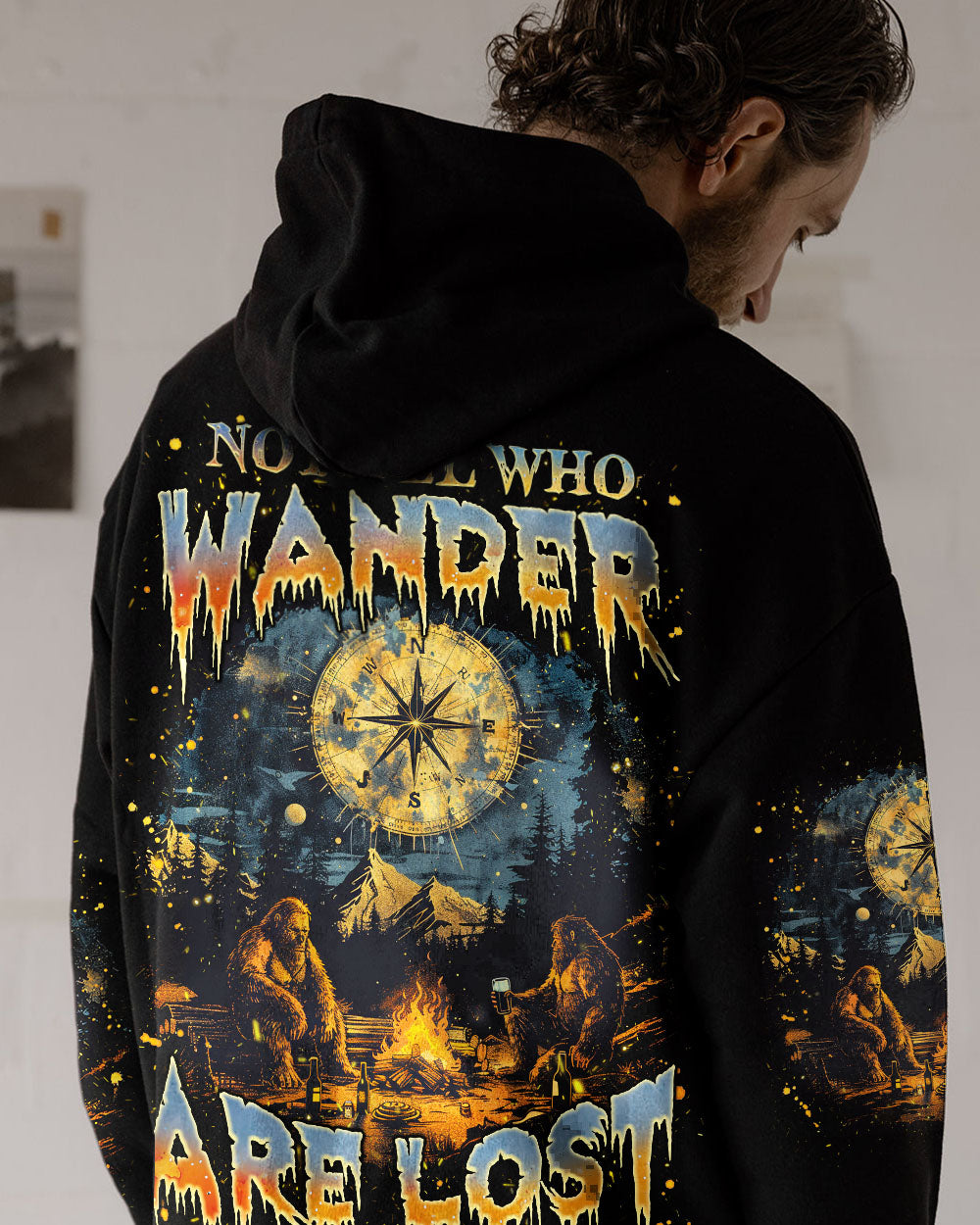 BLISSCORNERS NOT ALL WHO WANDER ARE LOST BIGFOOT ALL OVER PRINT
