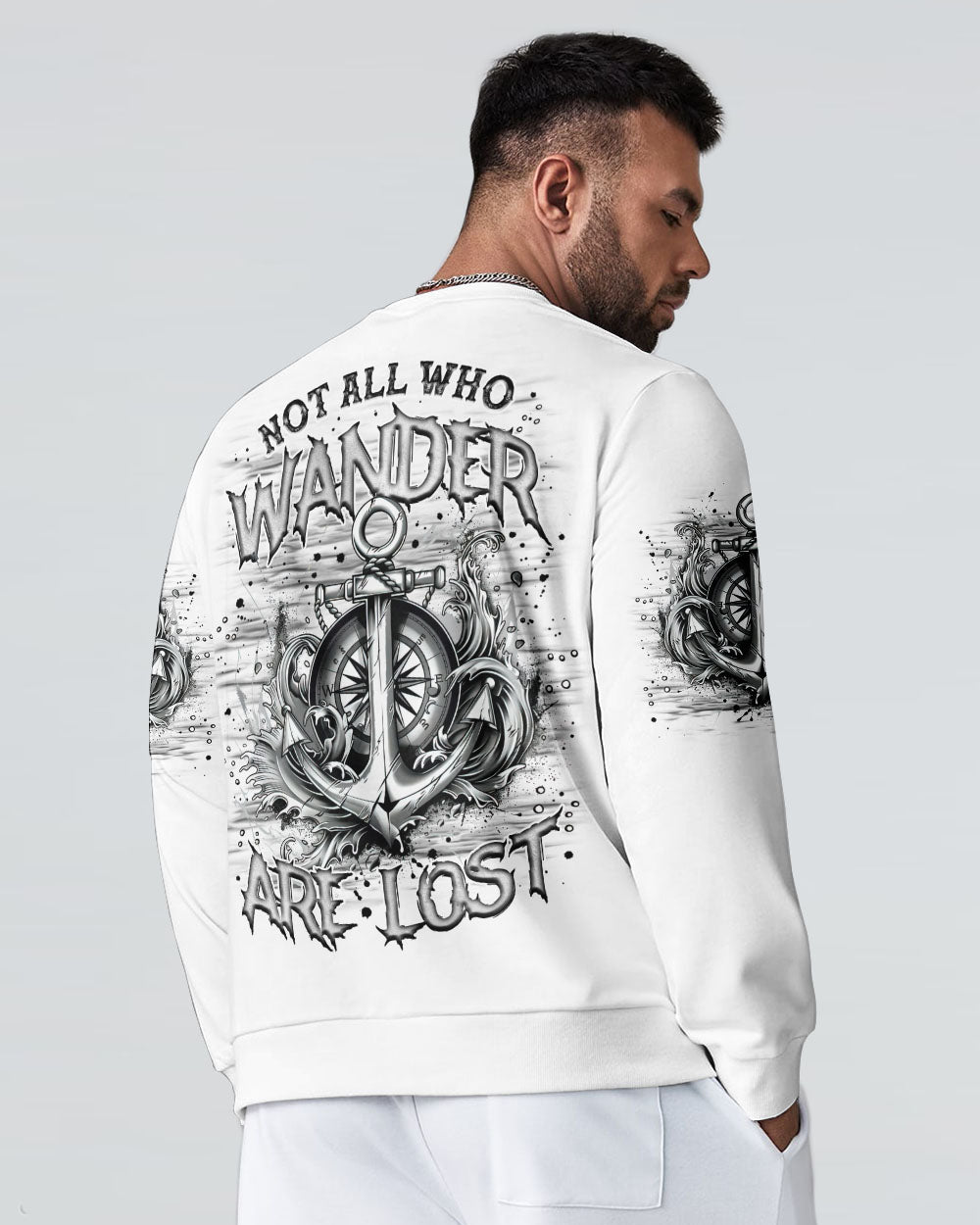 BLISSCORNERS NOT ALL WHO WANDER ARE LOST ANCHOR COMPASS ALL OVER PRINT