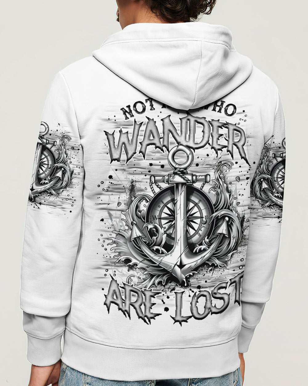 BLISSCORNERS NOT ALL WHO WANDER ARE LOST ANCHOR COMPASS ALL OVER PRINT