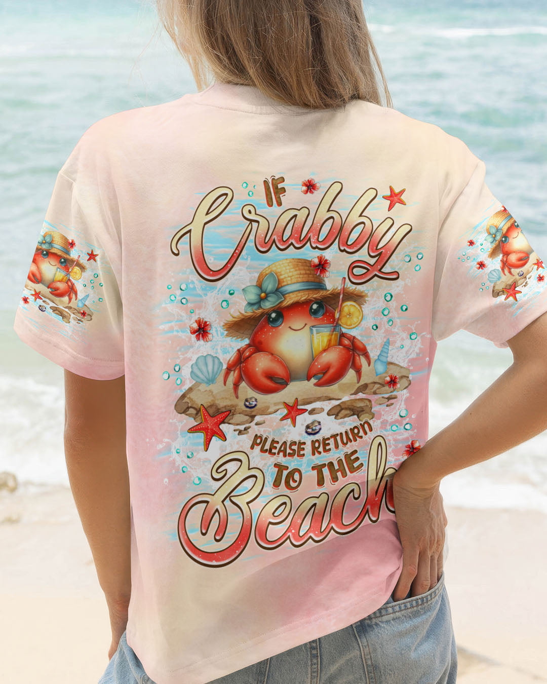BLISSCORNERS IF CRABBY PLEASE RETURN TO THE BEACH ALL OVER PRINT