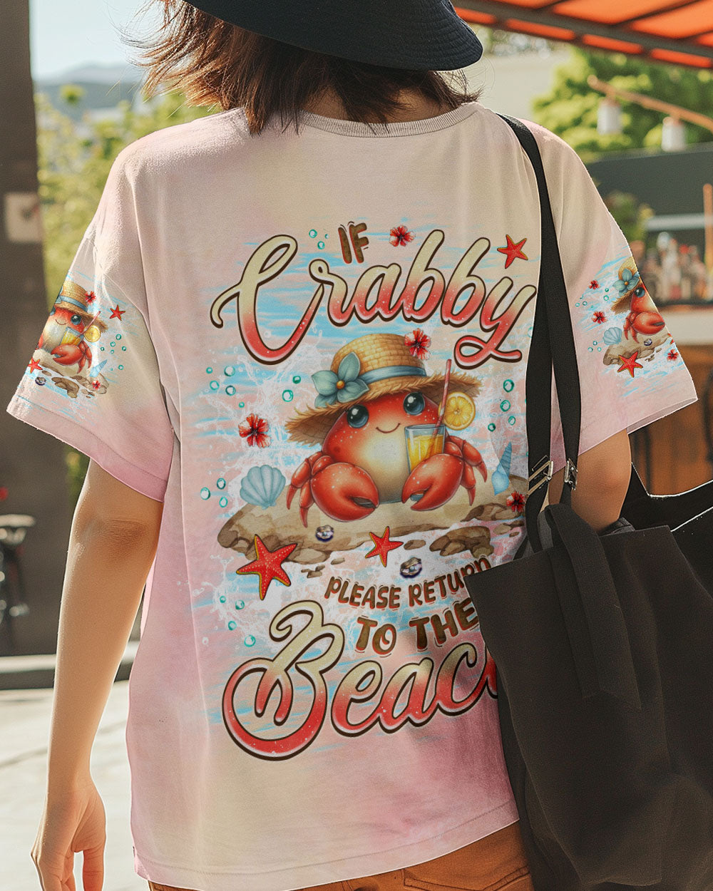 BLISSCORNERS IF CRABBY PLEASE RETURN TO THE BEACH ALL OVER PRINT