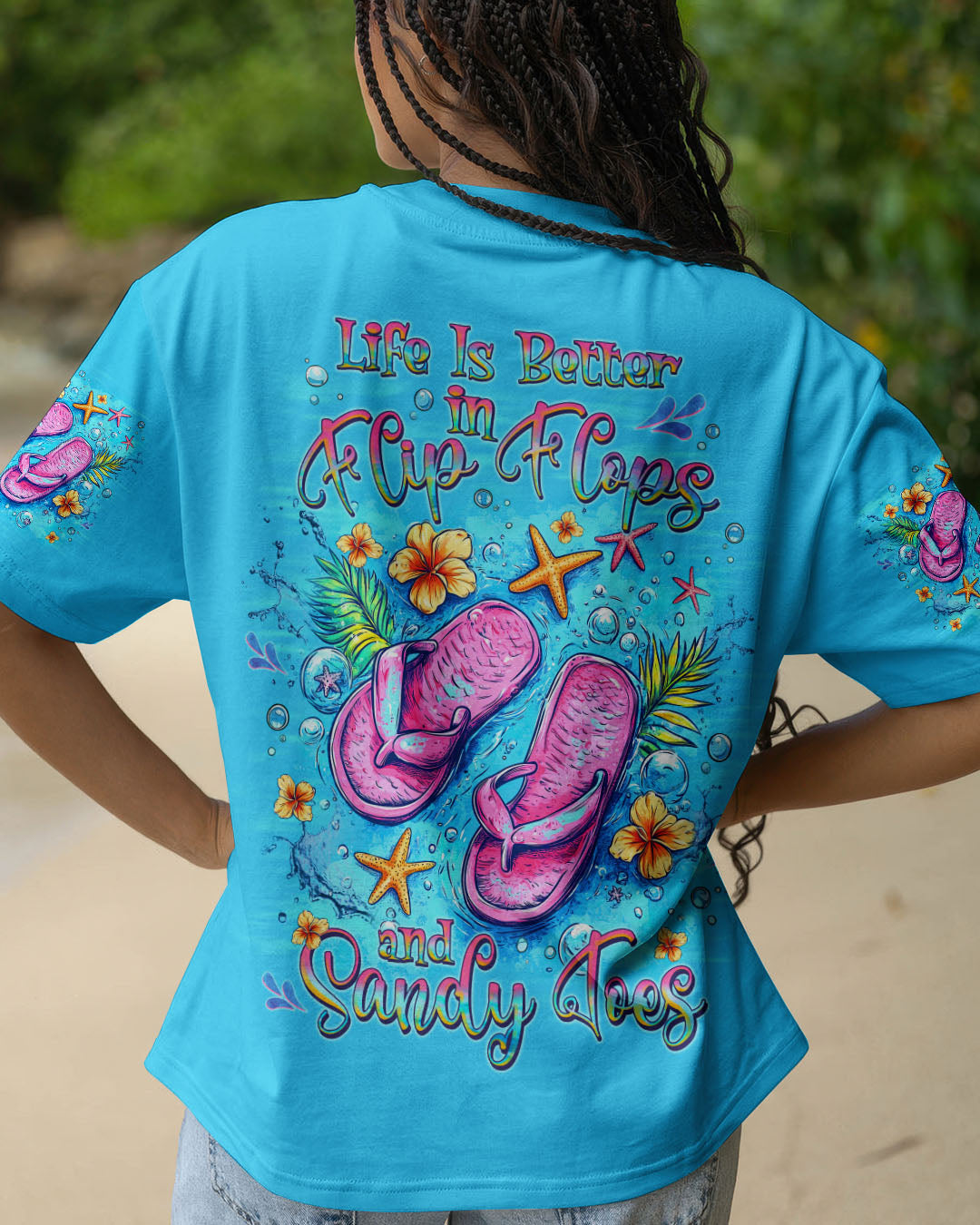 BLISSCORNERS LIFE IS BETTER IN FLIP-FLOPS AND SANDY TOES ALL OVER PRINT