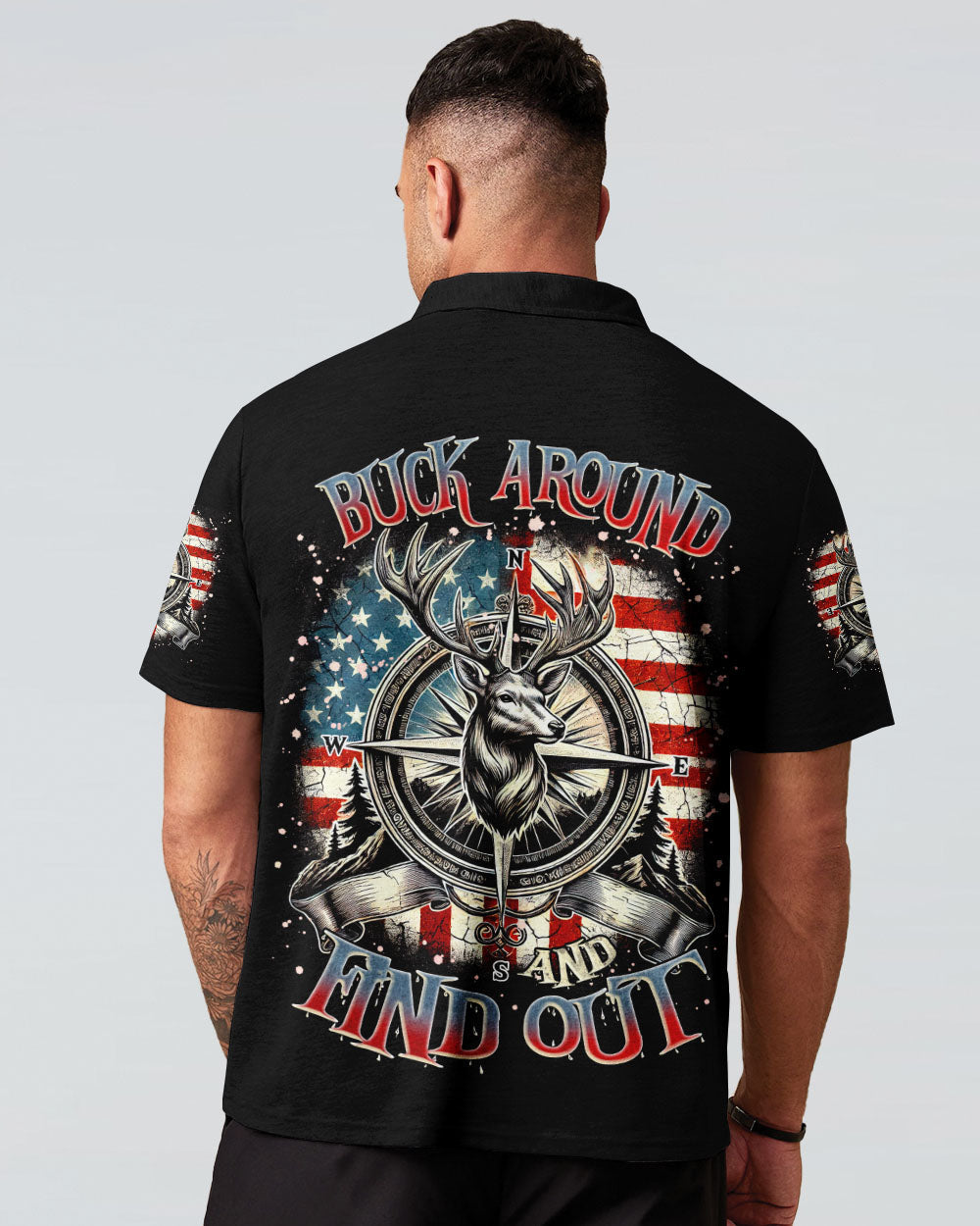 BLISSCORNERS BUCK AROUND AND FIND OUT DEER HUNTING ALL OVER PRINT