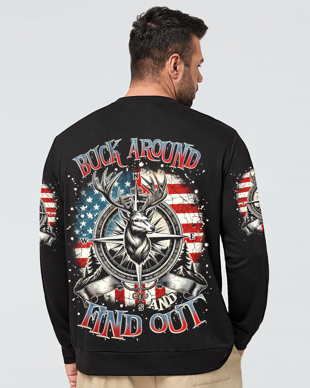 BLISSCORNERS BUCK AROUND AND FIND OUT DEER HUNTING ALL OVER PRINT