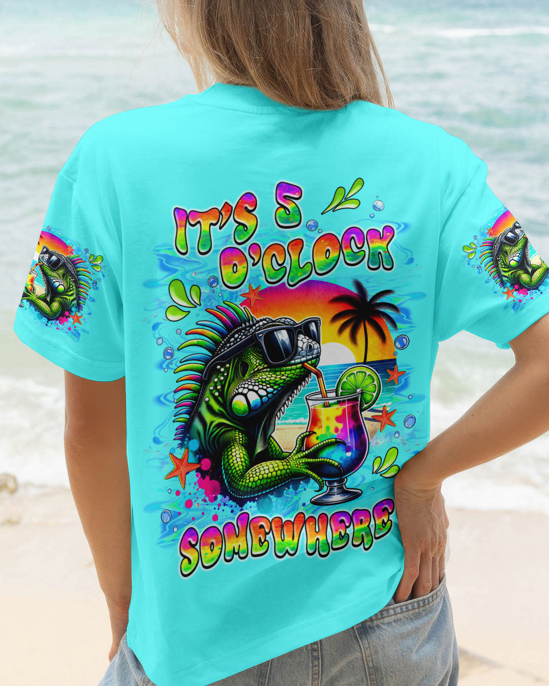 BLISSCORNERS IT'S 5 O'CLOCK SOMEWHERE IGUANA ALL OVER PRINT