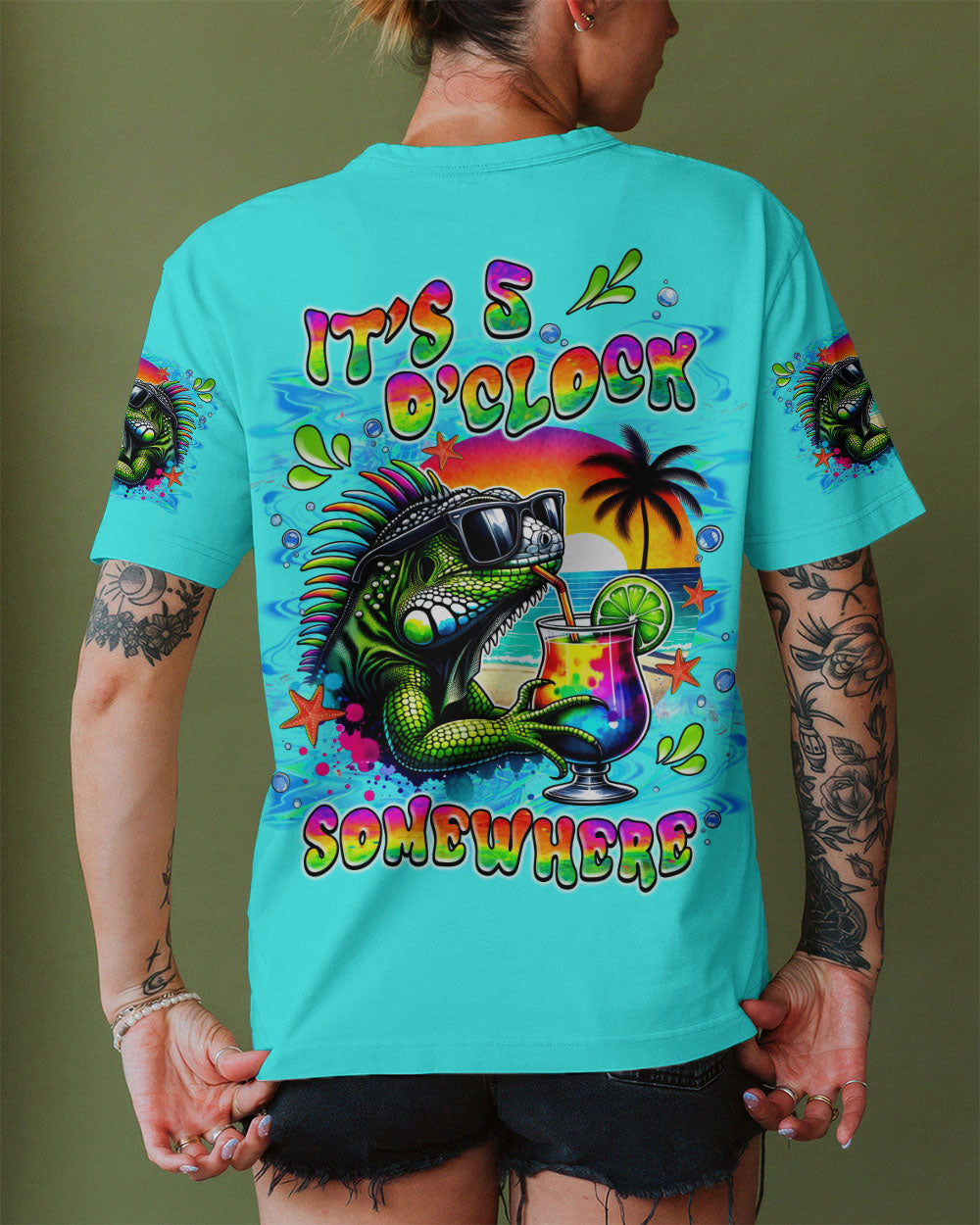 BLISSCORNERS IT'S 5 O'CLOCK SOMEWHERE IGUANA ALL OVER PRINT