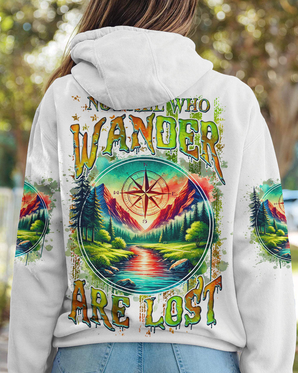 BLISSCORNERS NOT ALL WHO WANDER ARE LOST COMPASS ALL OVER PRINT