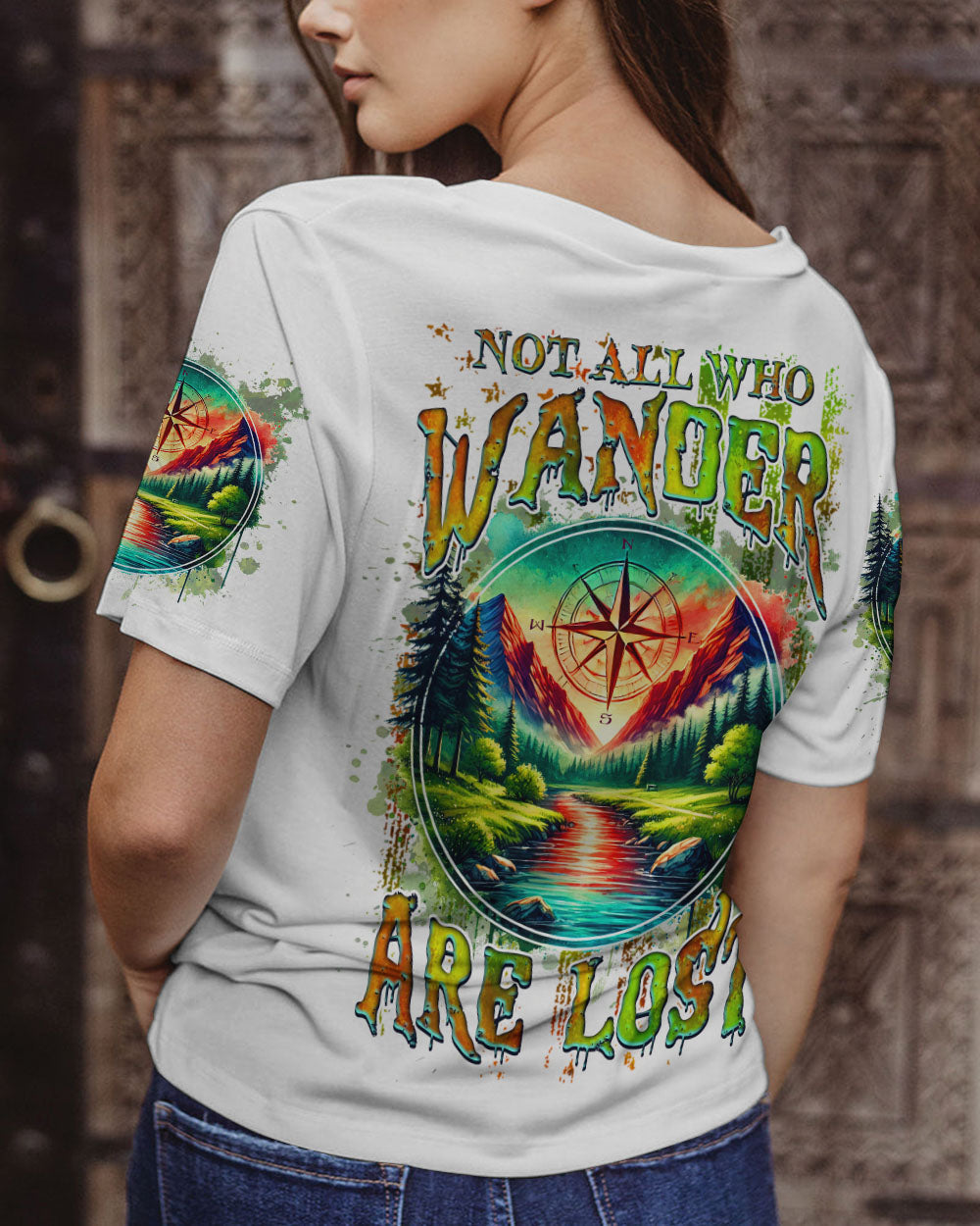BLISSCORNERS NOT ALL WHO WANDER ARE LOST COMPASS ALL OVER PRINT