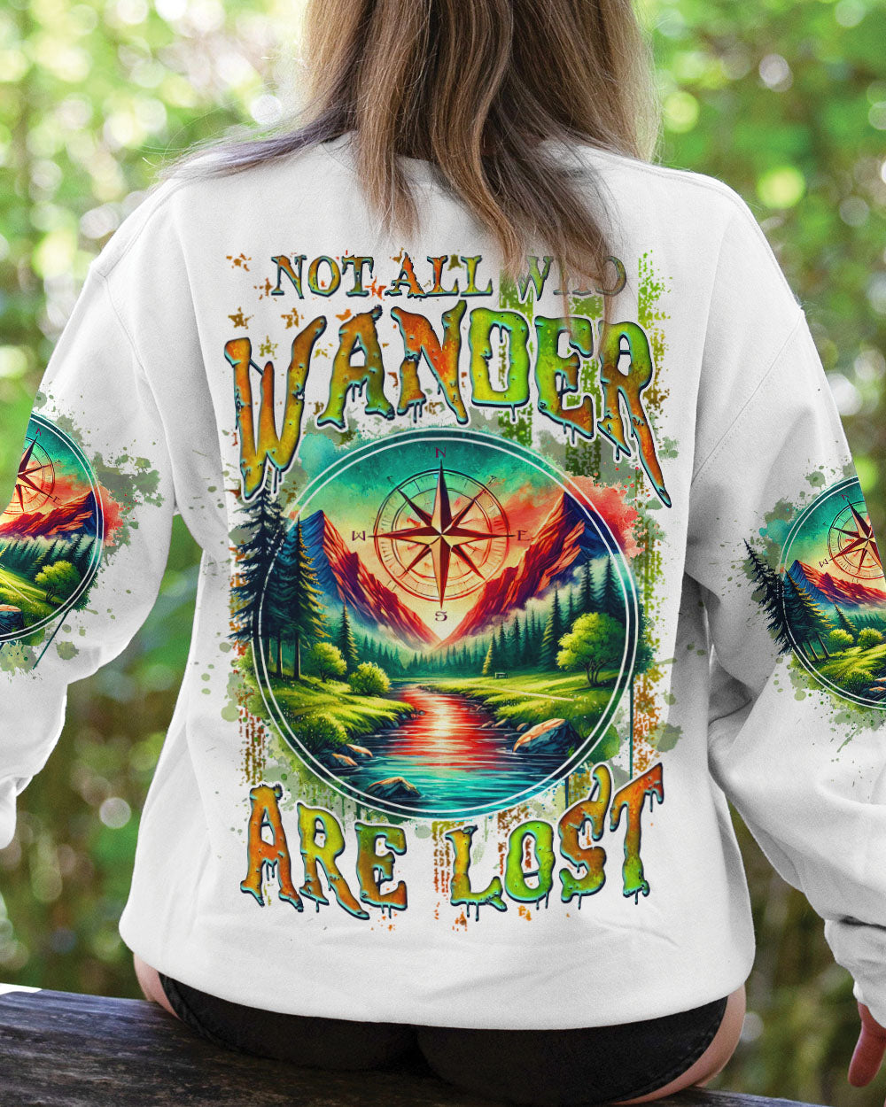 BLISSCORNERS NOT ALL WHO WANDER ARE LOST COMPASS ALL OVER PRINT