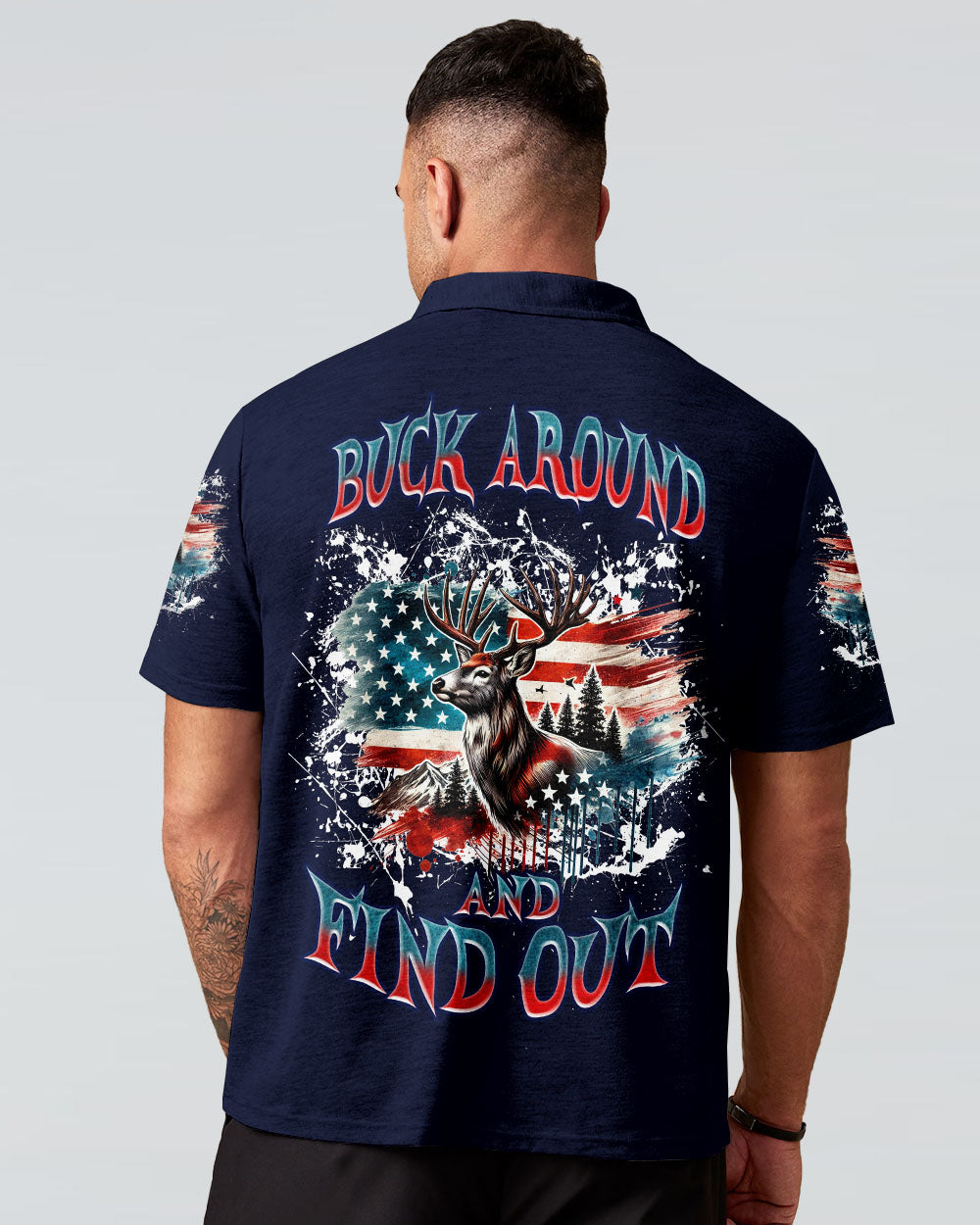 BLISSCORNERS BUCK AROUND AND FIND OUT DEER HUNTING ALL OVER PRINT