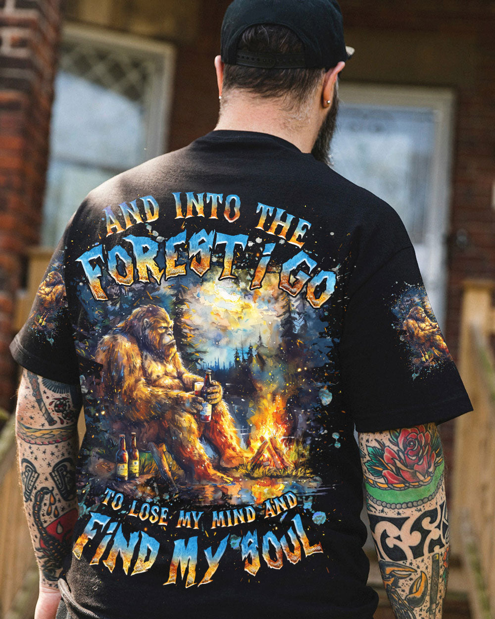 BLISSCORNERS AND INTO THE FOREST I GO BIGFOOT ALL OVER PRINT