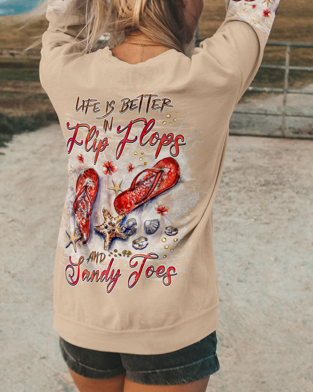 BLISSCORNERS LIFE IS BETTER IN FLIP-FLOPS AND SANDY TOES ALL OVER PRINT