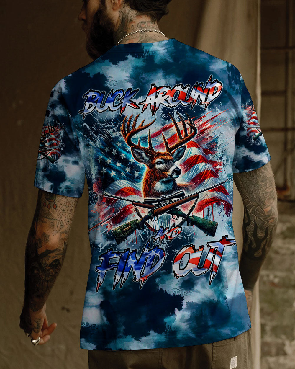 BLISSCORNERS BUCK AROUND AND FIND OUT DEER HUNTING ALL OVER PRINT