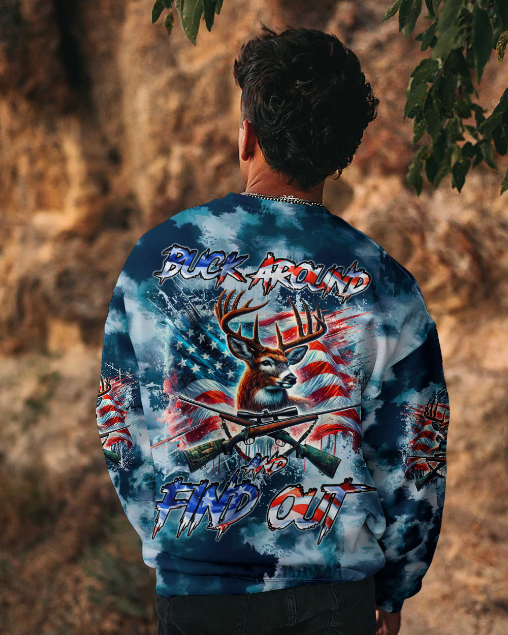 BLISSCORNERS BUCK AROUND AND FIND OUT DEER HUNTING ALL OVER PRINT