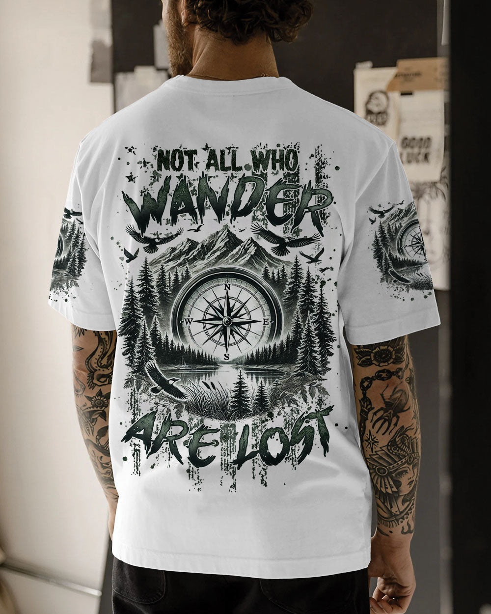 BLISSCORNERS NOT ALL WHO WANDER ARE LOST COMPASS ALL OVER PRINT