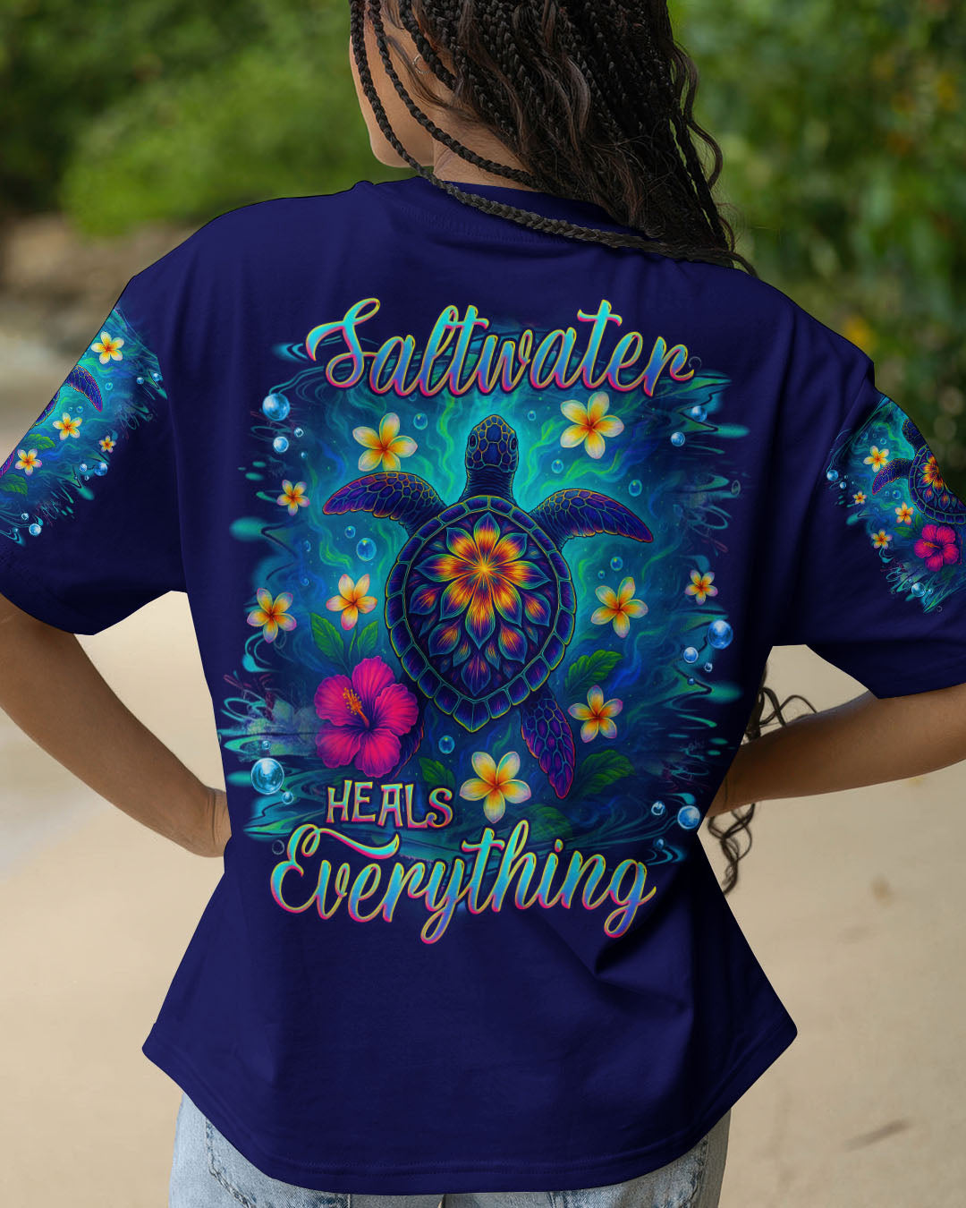 BLISSCORNERS SALTWATER HEALS EVERYTHING TURTLE ALL OVER PRINT