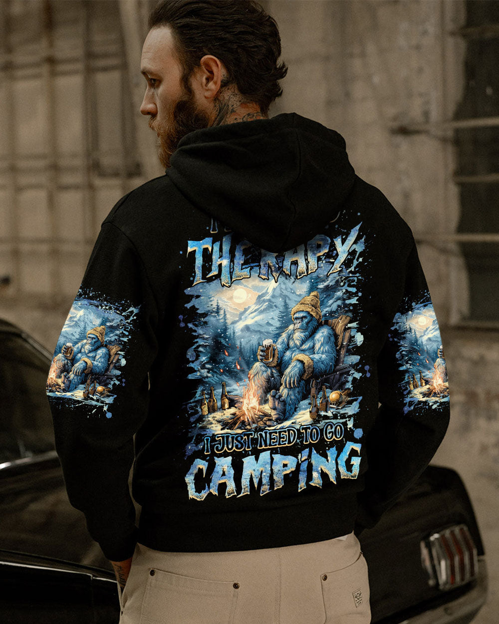 BLISSCORNERS I DON'T NEED THERAPY I JUST NEED TO GO CAMPING BIGFOOT ALL OVER PRINT
