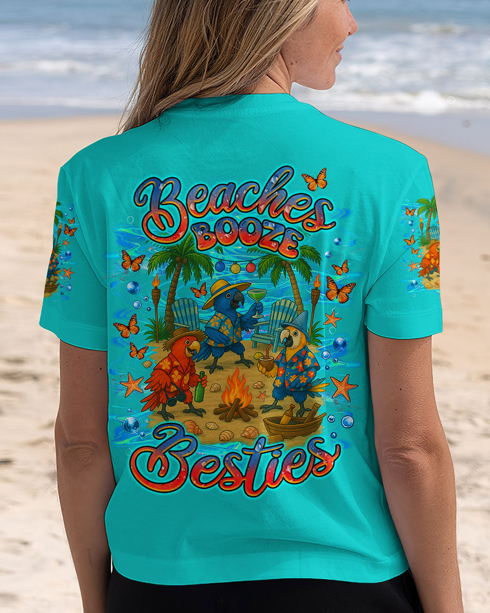BLISSCORNERS BEACHES BOOZE BESTIES PARROT ALL OVER PRINT