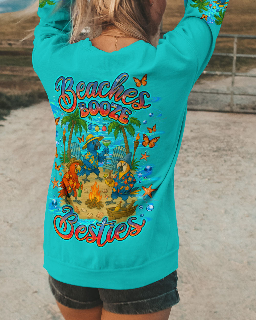 BLISSCORNERS BEACHES BOOZE BESTIES PARROT ALL OVER PRINT