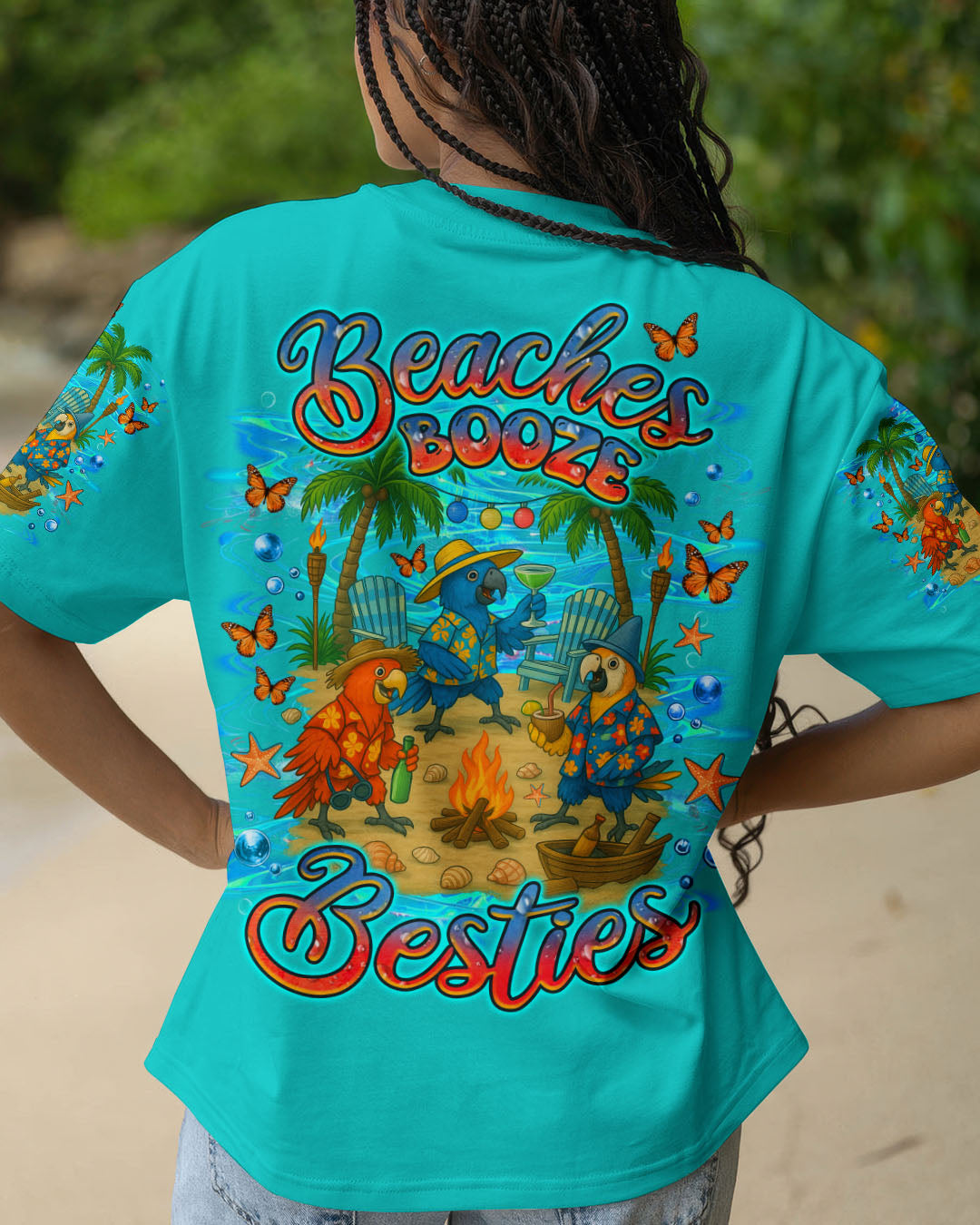 BLISSCORNERS BEACHES BOOZE BESTIES PARROT ALL OVER PRINT