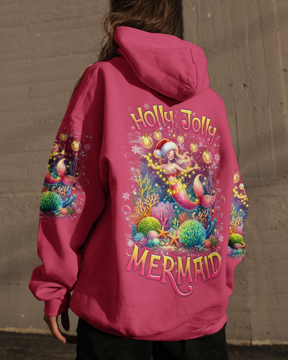 BLISSCORNERS HOLLY JOLLY MERMAID CHRISTMAS ALL OVER PRINT