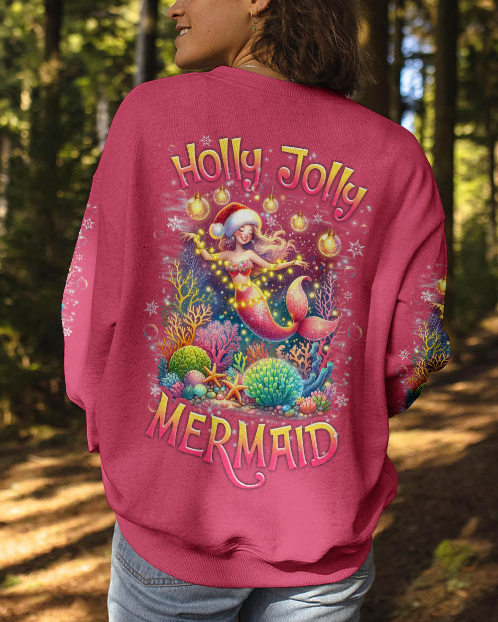 BLISSCORNERS HOLLY JOLLY MERMAID CHRISTMAS ALL OVER PRINT