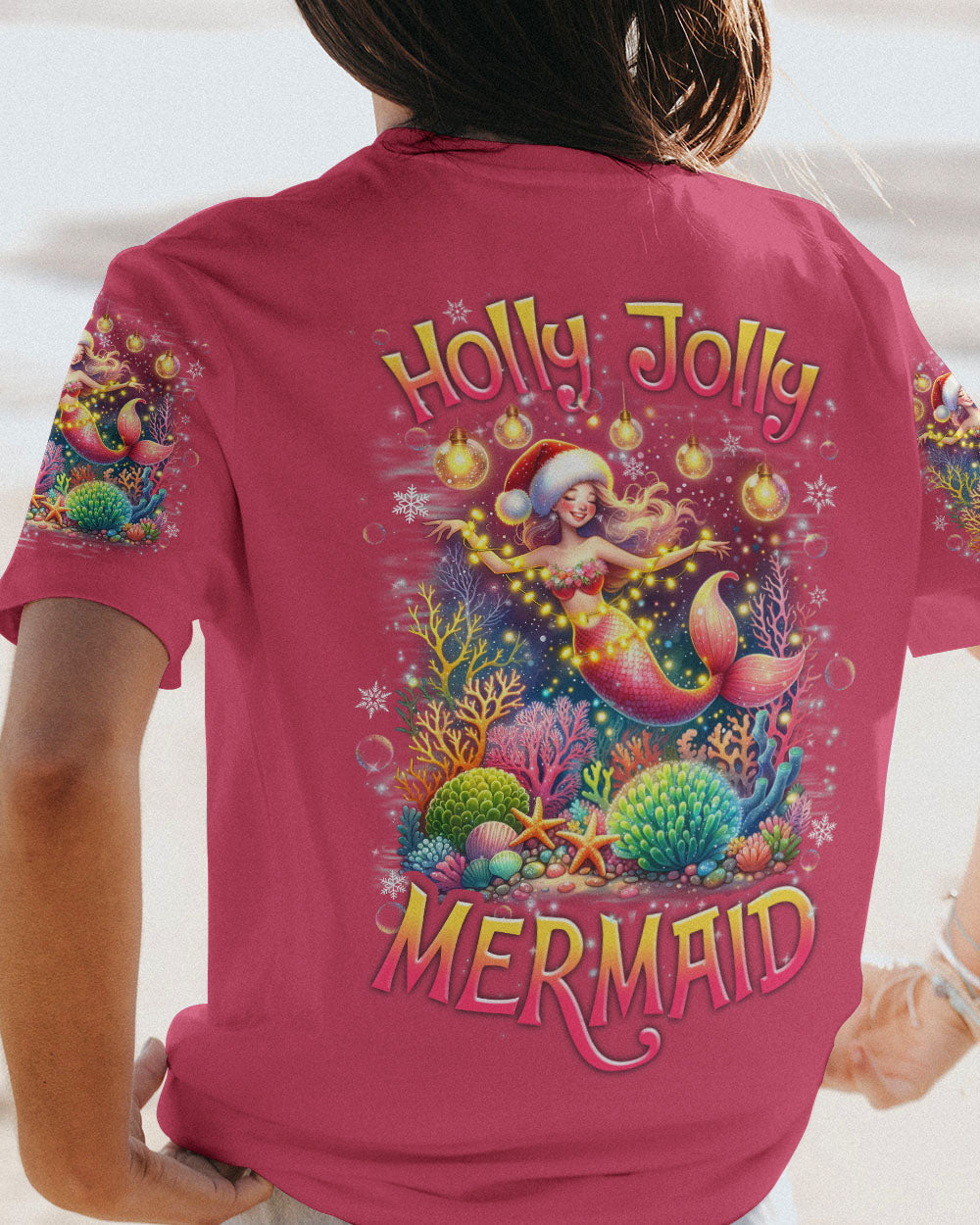 BLISSCORNERS HOLLY JOLLY MERMAID CHRISTMAS ALL OVER PRINT