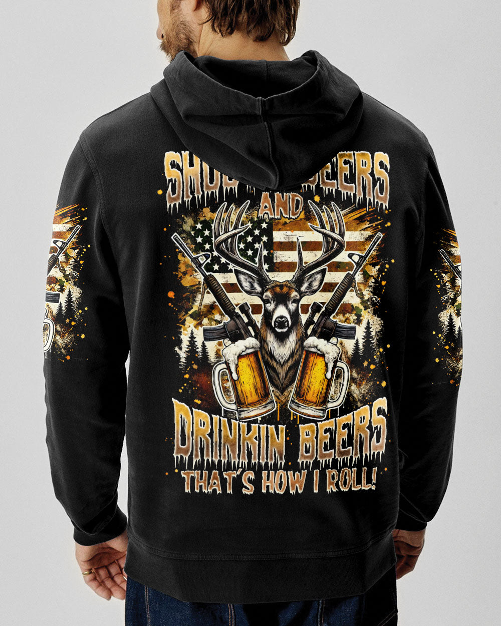 BLISSCORNERS SHOOTING DEERS AND DRINKING BEERS ALL OVER PRINT