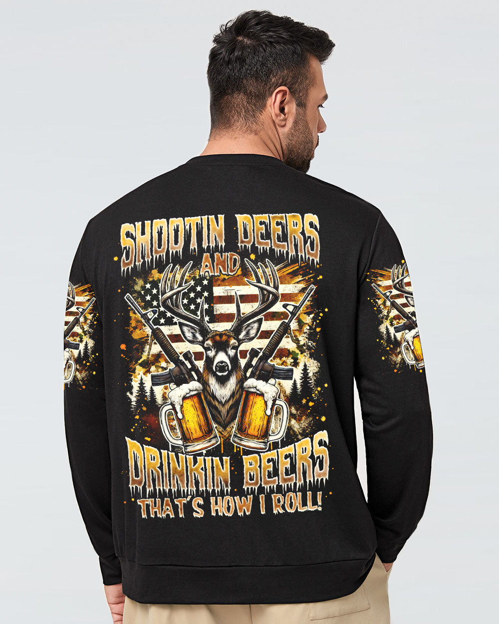 BLISSCORNERS SHOOTING DEERS AND DRINKING BEERS ALL OVER PRINT