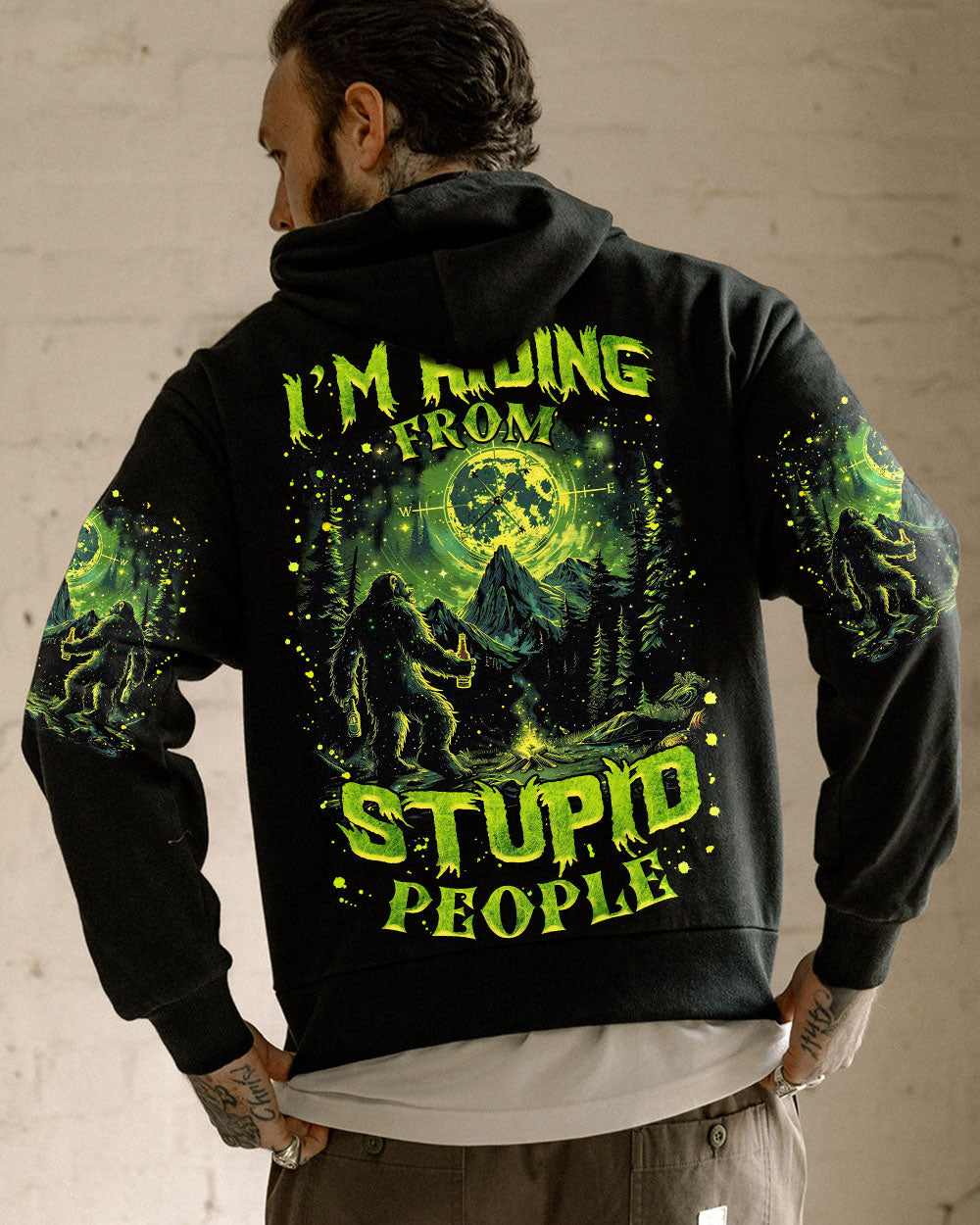 BLISSCORNERS I'M HIDING FROM STUPID PEOPLE BIGFOOT ALL OVER PRINT