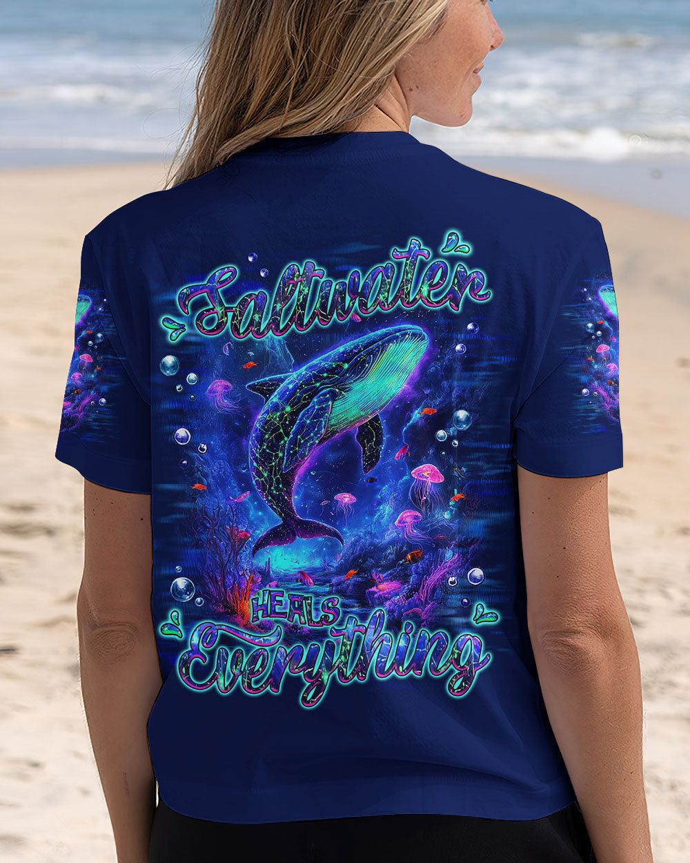 BLISSCORNERS SALTWATER HEALS EVERYTHING WHALE ALL OVER PRINT