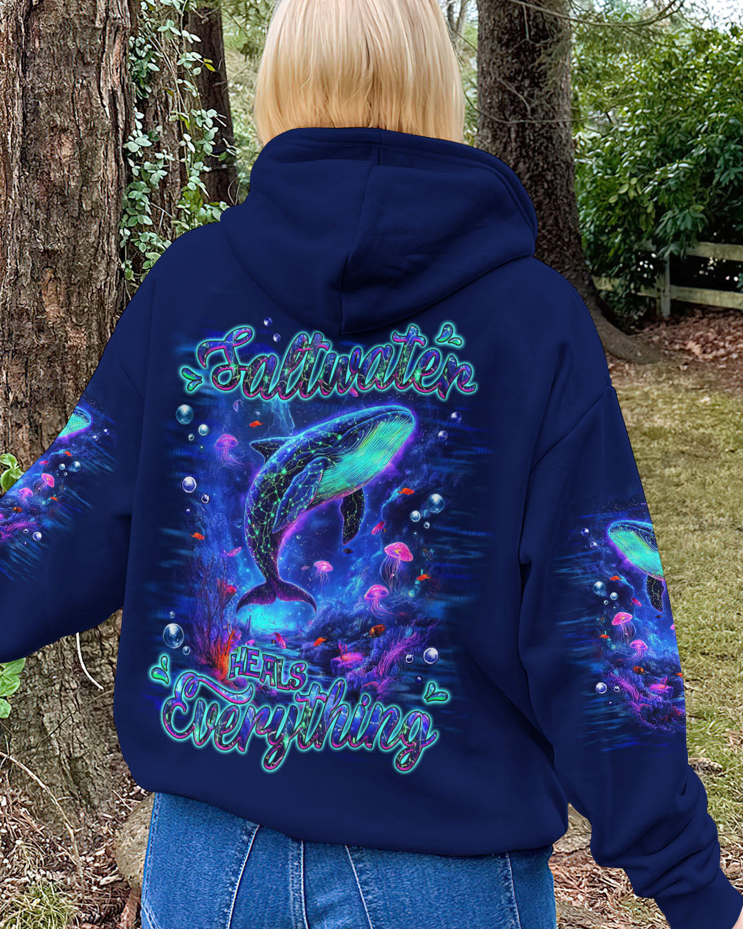 BLISSCORNERS SALTWATER HEALS EVERYTHING WHALE ALL OVER PRINT