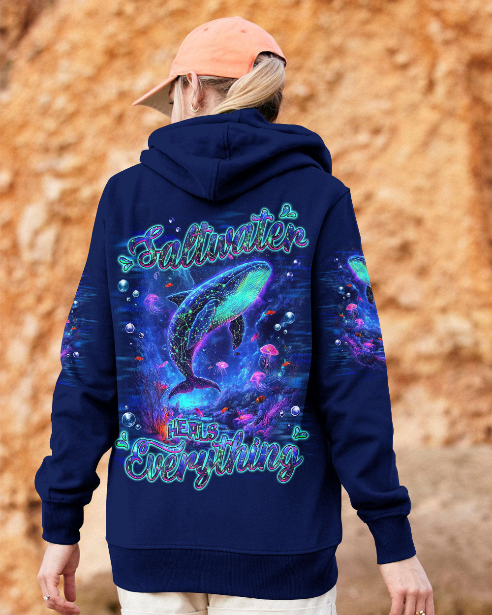 BLISSCORNERS SALTWATER HEALS EVERYTHING WHALE ALL OVER PRINT