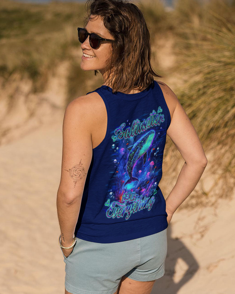 BLISSCORNERS SALTWATER HEALS EVERYTHING WHALE ALL OVER PRINT