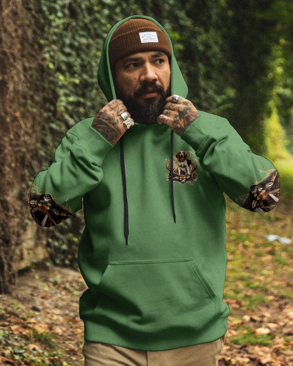 BLISSCORNERS I'D RATHER BE HUNTING DEER FOXHOUND DOG ALL OVER PRINT