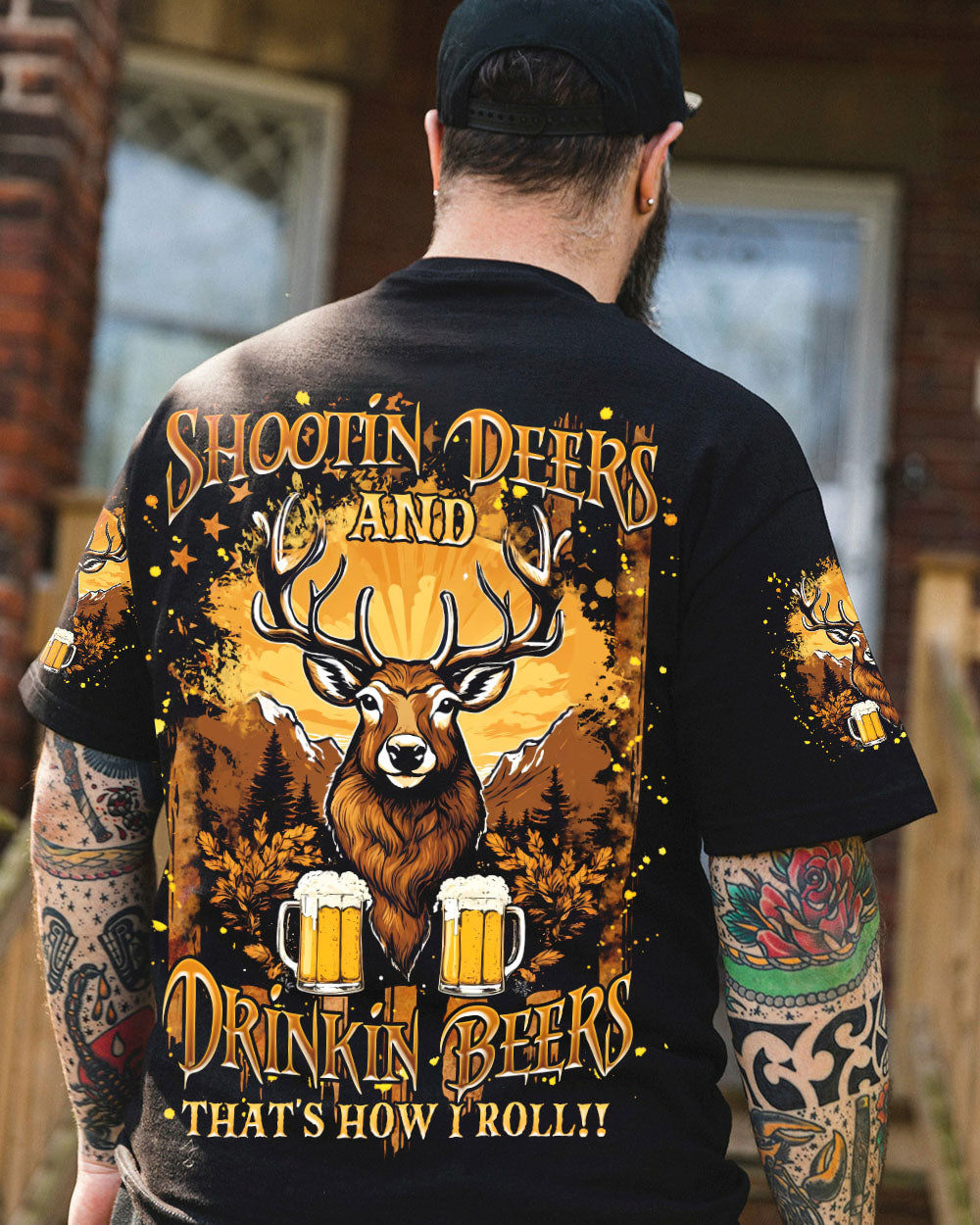 BLISSCORNERS SHOOTING DEERS AND DRINKING BEERS ALL OVER PRINT