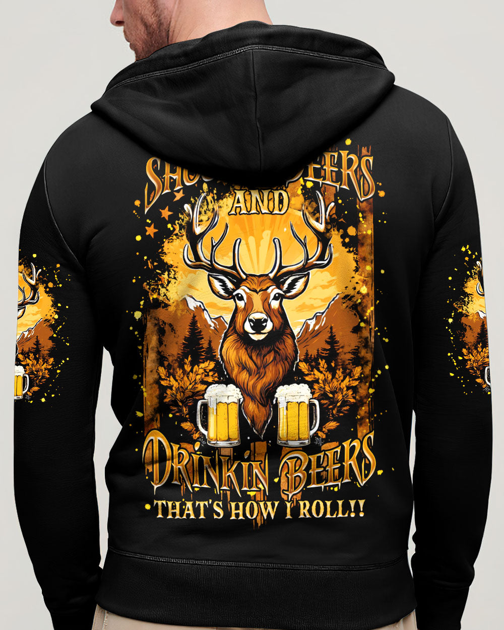 BLISSCORNERS SHOOTING DEERS AND DRINKING BEERS ALL OVER PRINT