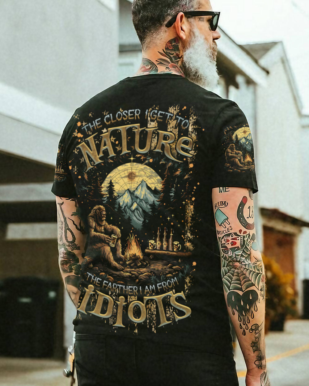 BLISSCORNERS THE CLOSER I GET TO NATURE BIGFOOT COMPASS ALL OVER PRINT