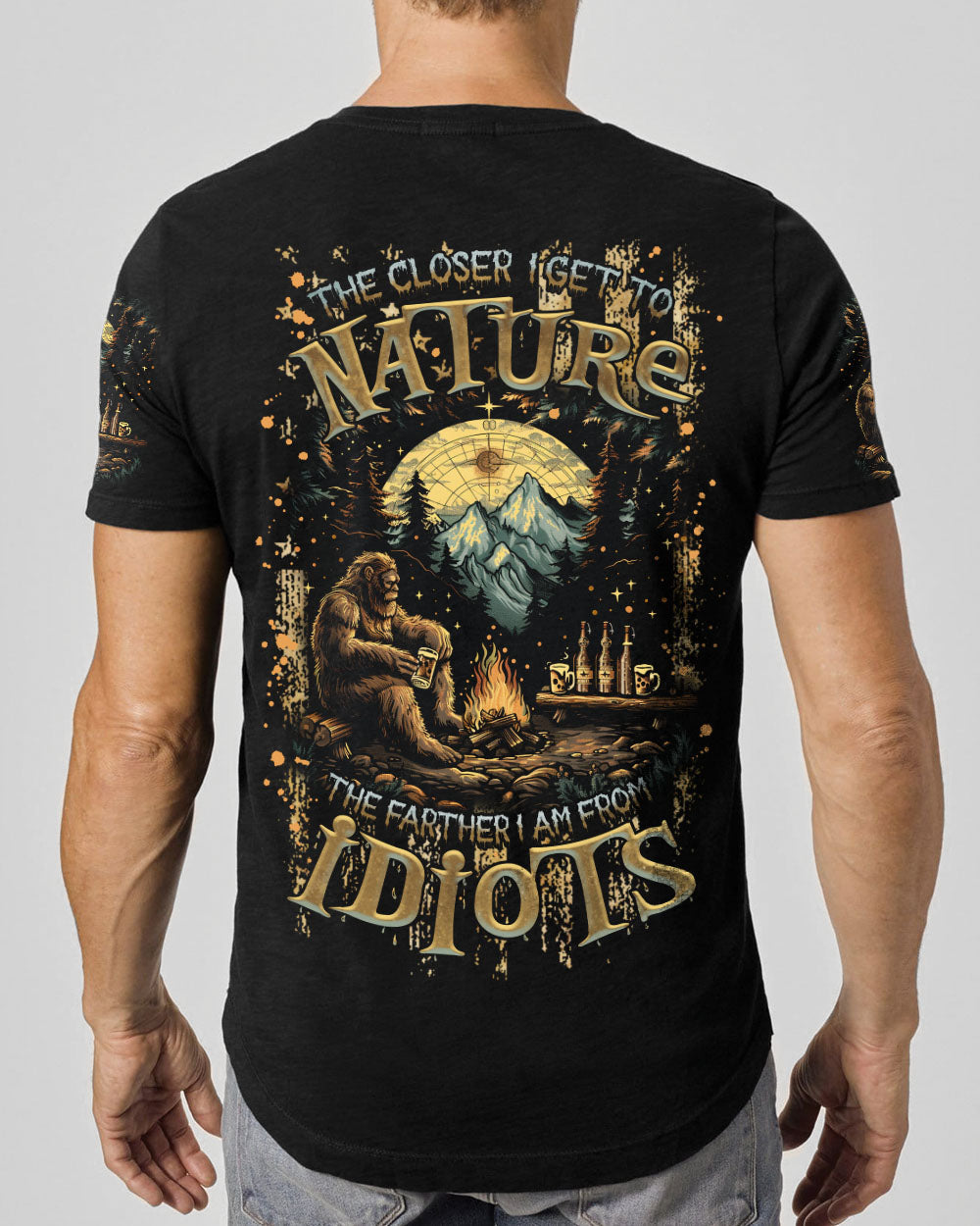 BLISSCORNERS THE CLOSER I GET TO NATURE BIGFOOT COMPASS ALL OVER PRINT